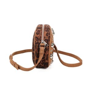 Stylish Leopard Print Crossbody Bag Studded Rivet Detail - Image 3