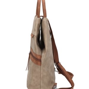 Faux Suede Convertible Backpack Slouchy Shoulder Purse - Image 3