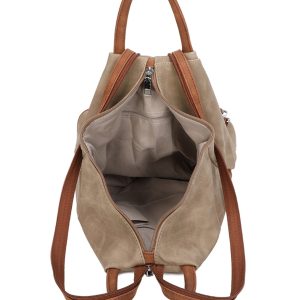 Faux Suede Convertible Backpack Slouchy Shoulder Purse - Image 5