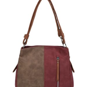 Multi-Tone Hobo Shoulder Handbag Side Zipper Pocket