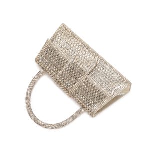Elegant Rhinestone Evening Clutch Bag with Chain Strap - Image 3