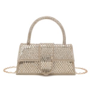 Elegant Rhinestone Evening Clutch Bag with Chain Strap - Image 1