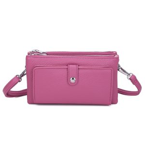 Faux Leather Thin Strap Crossbody Bag Multi Pocket Purse