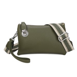 Wide Pattern Strap Crossbody Handbag Shoulder Purse