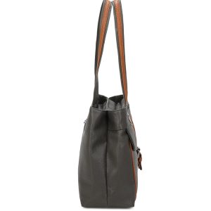 Large Structured Buckle Color Block Tote Shoulder Bag - Image 4