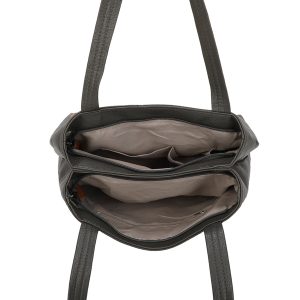 Large Structured Buckle Color Block Tote Shoulder Bag - Image 6