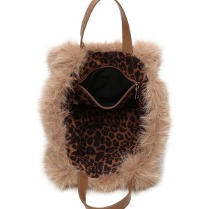 Reversible Leopard Print Faux Fur Sparkle Shoulder Bag - Image 6
