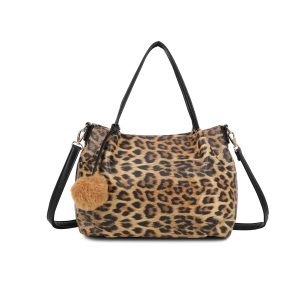 Spacious Slouchy Leopard Print Tote Shoulder Handbag