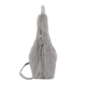 Spacious Faux Fur Hobo Shoulder Bag Crossbody Strap - Image 4