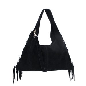 Italian Genuine Suede Fringe Crossbody Shoulder Bag - Image 9