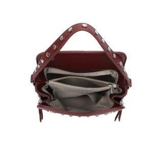 Studded Flap Crossbody Shoulder Bag Silver Tone Hardware - Image 6