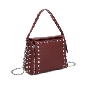 Studded Flap Crossbody Shoulder Bag Silver Tone Hardware - Image 3