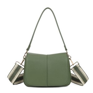 Flap Crossbody Shoulder Messenger Handbag with Wide Strap