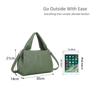 Lightweight Pebble Grain Satchel Crossbody Shoulder Bag - Image 2