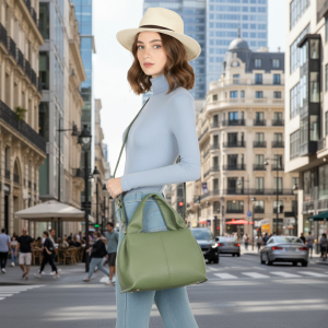 Lightweight Pebble Grain Satchel Crossbody Shoulder Bag - Image 7
