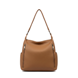 Textured Multi Zipper Side Slip Hobo Shoulder Bag