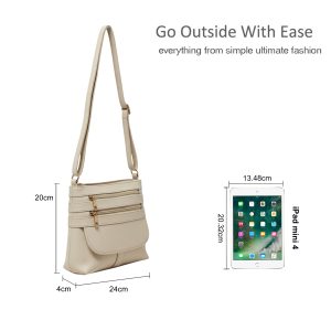 Slim Zippered Multi Pocket Adjustable Crossbody Bag - Image 2