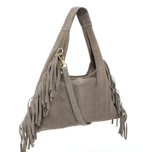 Italian Genuine Suede Fringe Crossbody Shoulder Bag - Image 3