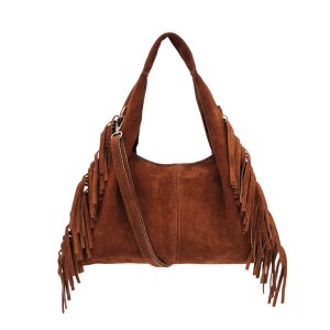 Italian Genuine Suede Fringe Crossbody Shoulder Bag - Image 14