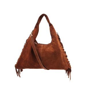 Italian Genuine Suede Fringe Crossbody Shoulder Bag - Image 15
