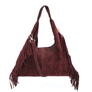 Italian Genuine Suede Fringe Crossbody Shoulder Bag - Image 17