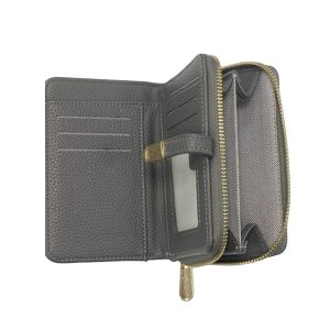 Bifold Card Slot ID Window Coin Pocket Snap Wallet - Image 3