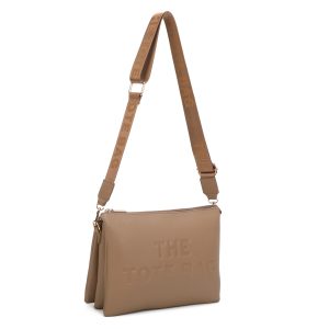 Vertical Structured Embossed Flap Crossbody Shoulder Bag - Image 1