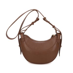 Crescent Leatherette Hobo Crossbody Satchel Shoulder Bag - Image 4