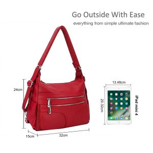 Multi Zipper Large Capacity Slouchy Hobo Shoulder Bag - Image 2