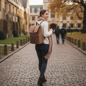 Two Tone Laptop Backpack with Buckle Flap Closure - Image 5
