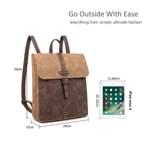 Two Tone Laptop Backpack with Buckle Flap Closure - Image 2