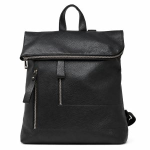 Stylish Textured Foldover Backpack Large Travel Bag - Image 1