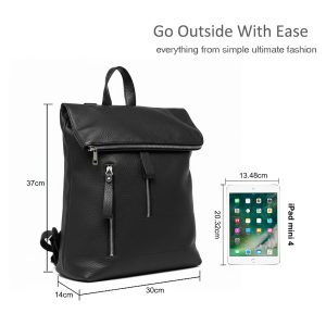 Stylish Textured Foldover Backpack Large Travel Bag - Image 2