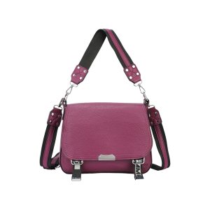Textured Flap Studded Wide Shoulder Strap Crossbody Bag