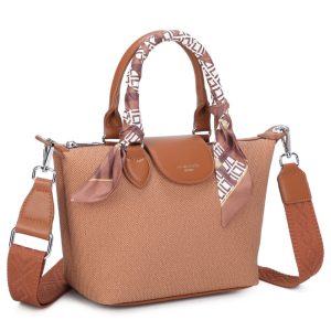Patterned Scarf Top Handle Woven Texture Shoulder Bag