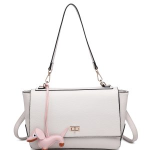 Structured Flap Shoulder Bag with Turn Lock Closure - Image 11