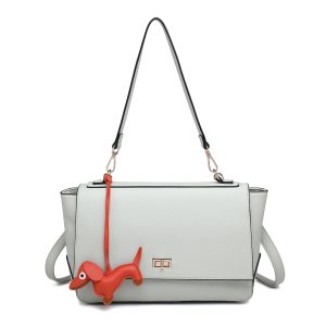 Structured Flap Shoulder Bag with Turn Lock Closure - Image 9