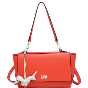 Structured Flap Shoulder Bag with Turn Lock Closure - Image 1