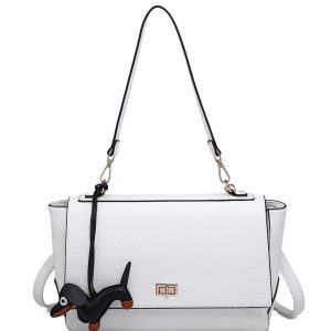 Structured Flap Shoulder Bag with Turn Lock Closure - Image 10