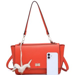 Structured Flap Shoulder Bag with Turn Lock Closure - Image 4