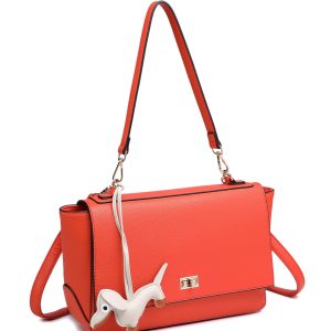 Structured Flap Shoulder Bag with Turn Lock Closure - Image 5