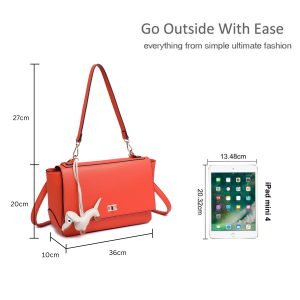 Structured Flap Shoulder Bag with Turn Lock Closure - Image 2