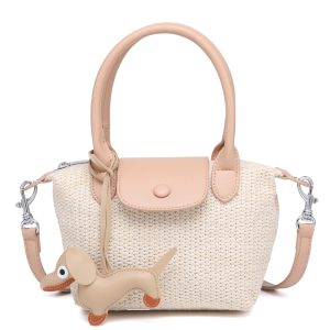Small Woven Top Handle Bag with Detachable Strap - Image 10