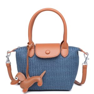 Small Woven Top Handle Bag with Detachable Strap - Image 12