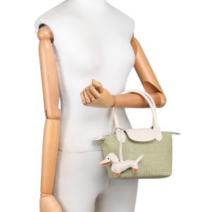 Small Woven Top Handle Bag with Detachable Strap - Image 3