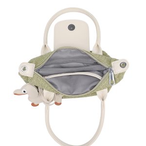 Small Woven Top Handle Bag with Detachable Strap - Image 7