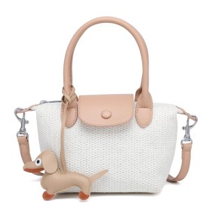 Small Woven Top Handle Bag with Detachable Strap - Image 8