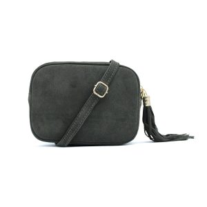 Genuine Italian Suede Leather Crossbody Bag with Tassel Zip - Image 18