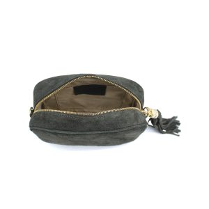 Genuine Italian Suede Leather Crossbody Bag with Tassel Zip - Image 17