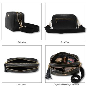 Genuine Leather Bee Logo Tassel Crossbody Camera Handbag - Image 3